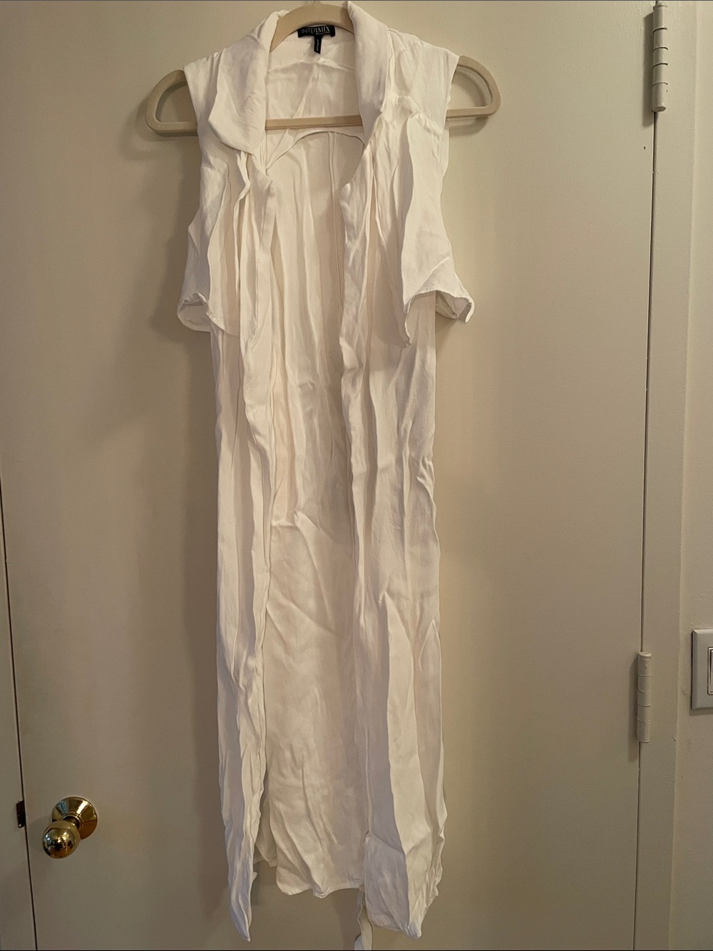 Intermix White Sleeveless Duster Jacket Trench with Belt